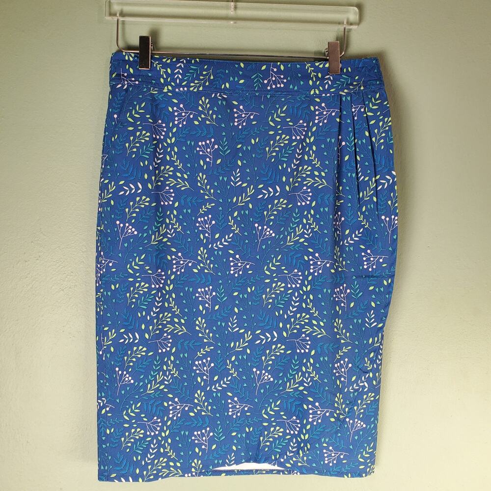 RipSkirt Womens Blue Green Floral Print Hook Loop Wrap Skirt Pockets Size Medium